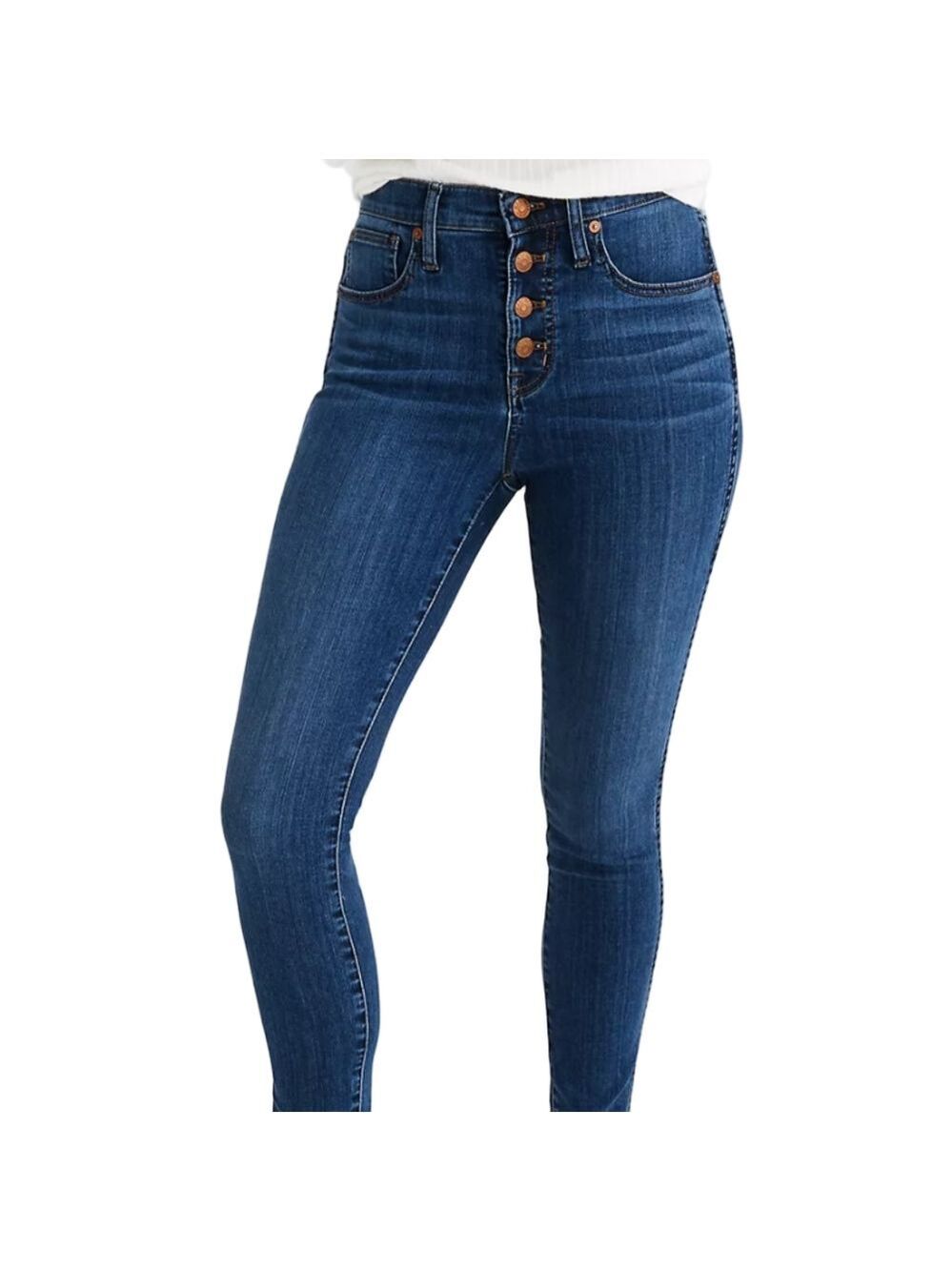NWT Madewell 35 Tall 20W 10-Inch High Rise Skinny Button Fly Dark Wash Jeans